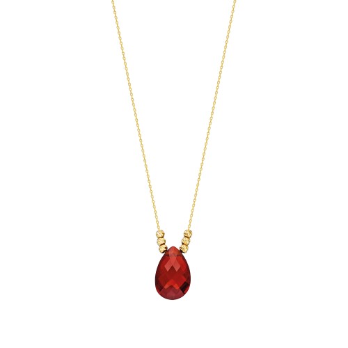 Glorria 14k Solid Gold Dorika Red Drop Necklace Glorria 14k Solid Gold Dorika Red Drop Necklace