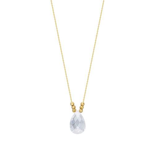 Glorria 14k Solid Gold Dorika White Drop Necklace Glorria 14k Solid Gold Dorika White Drop Necklace