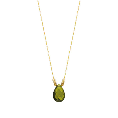 Glorria 14k Solid Gold Dorika Green Drop Necklace Glorria 14k Solid Gold Dorika Green Drop Necklace