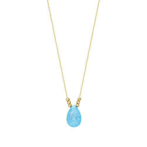 Glorria 14k Solid Gold Dorika Blue Drop Necklace Glorria 14k Solid Gold Dorika Blue Drop Necklace
