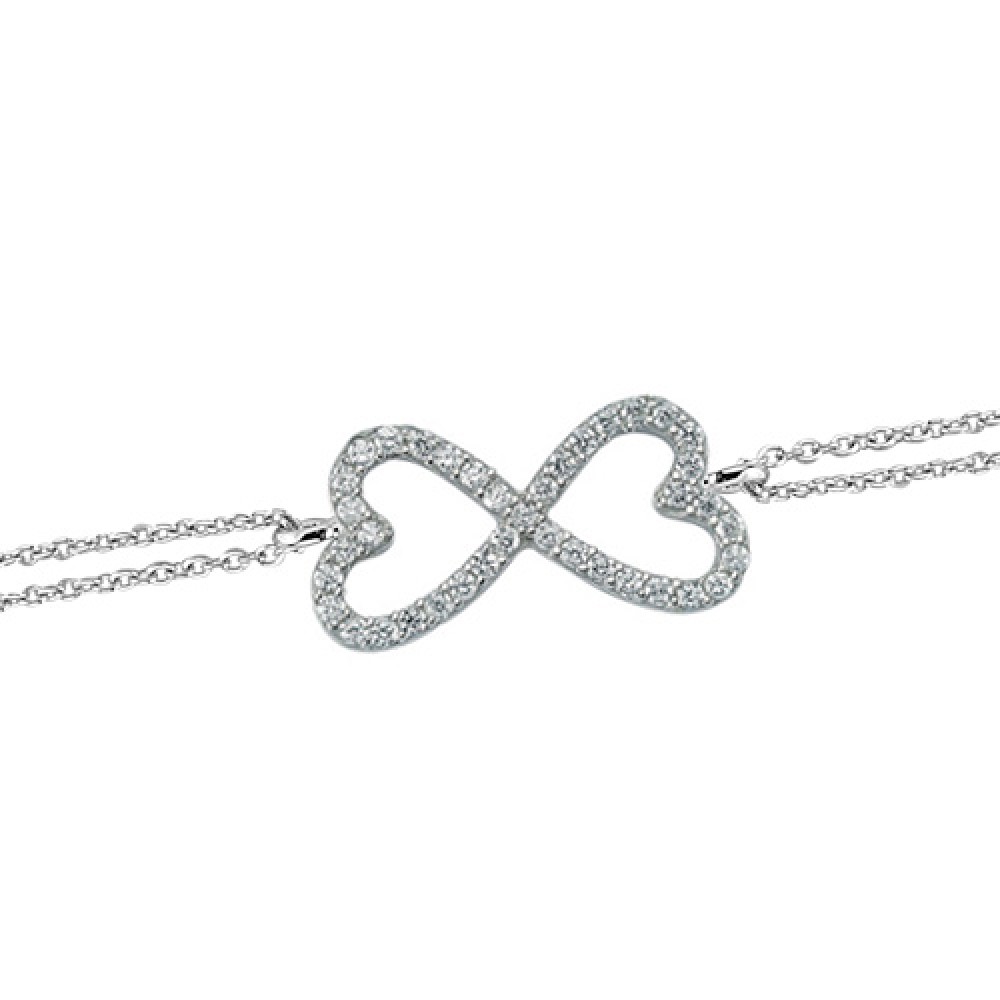 Glorria 925k Sterling Silver Heart Infinity Bracelet