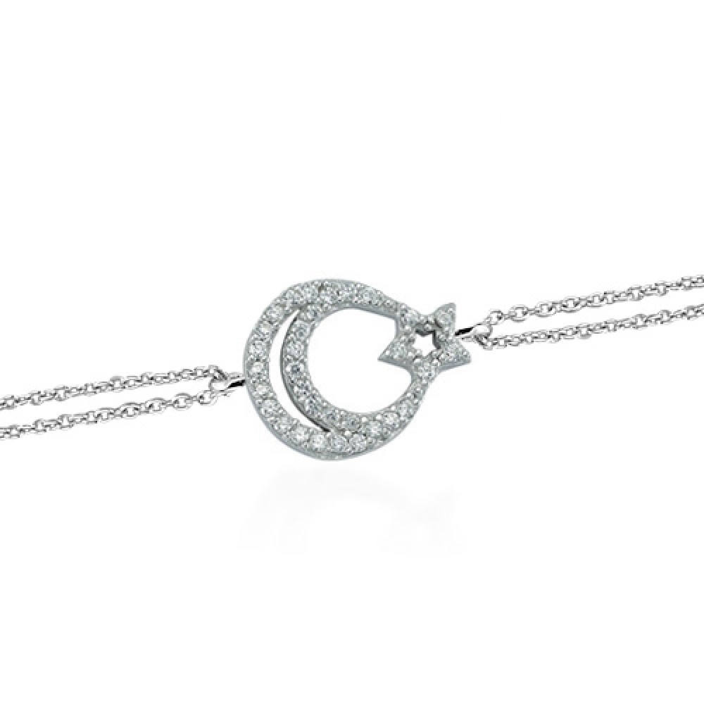 Glorria 925k Sterling Silver Moon Star Bracelet