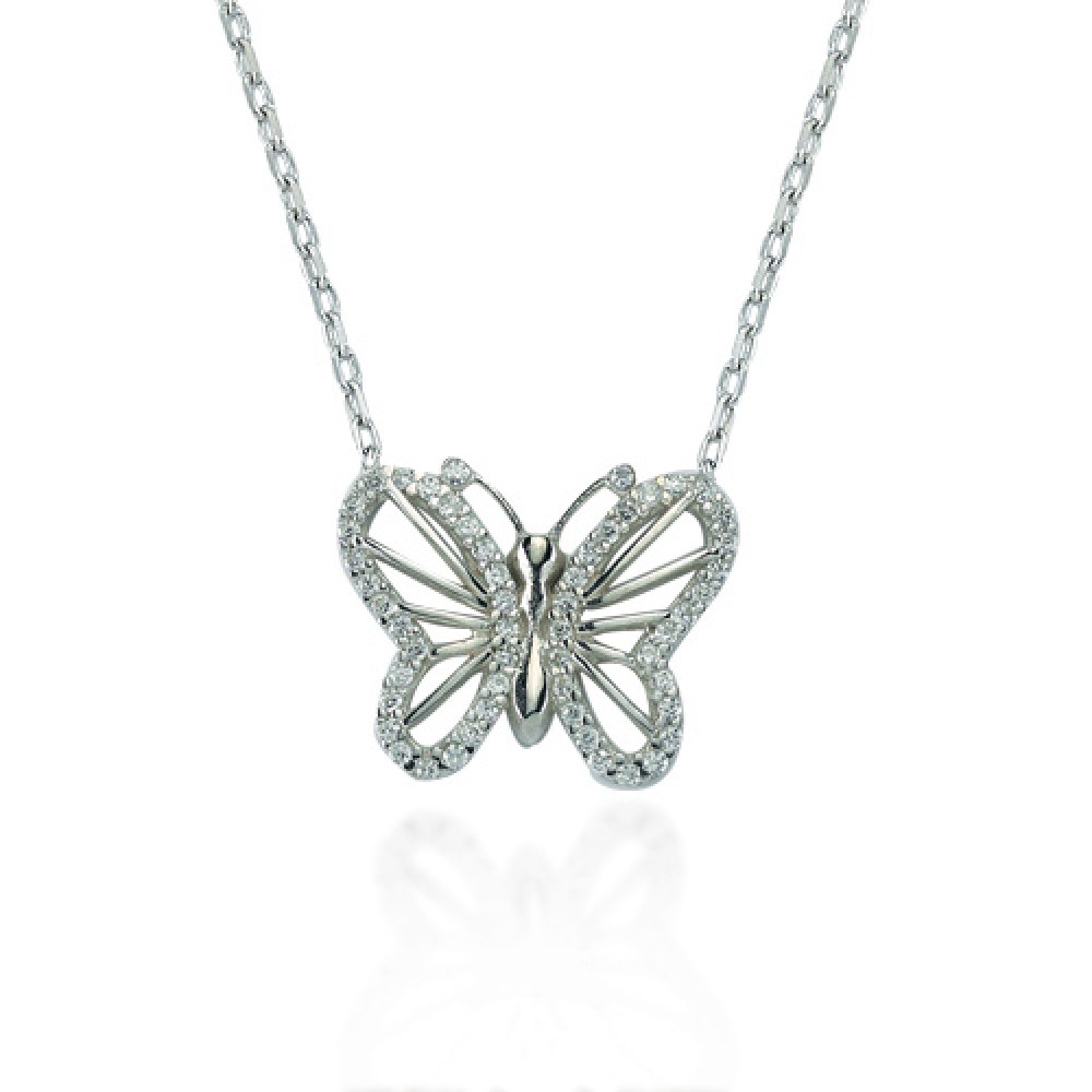 Glorria 925k Sterling Silver Butterfly Necklace