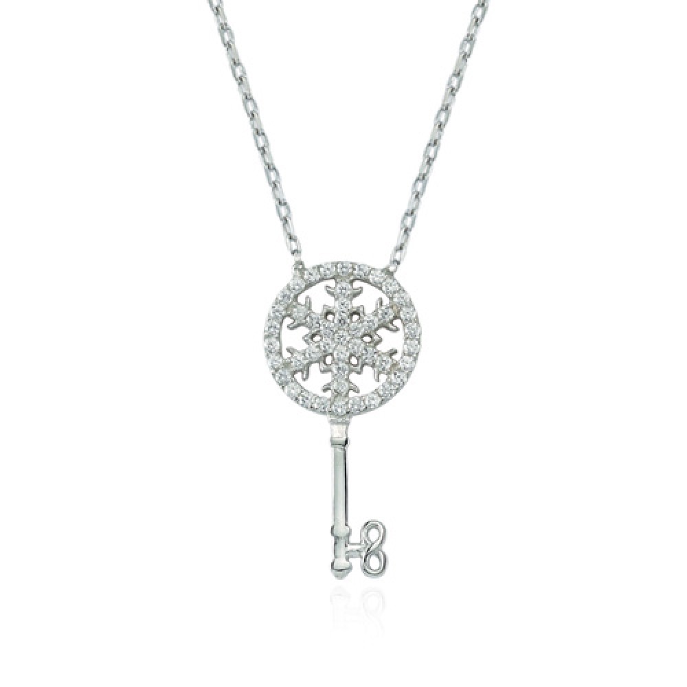 Glorria 925k Sterling Silver Key Necklace