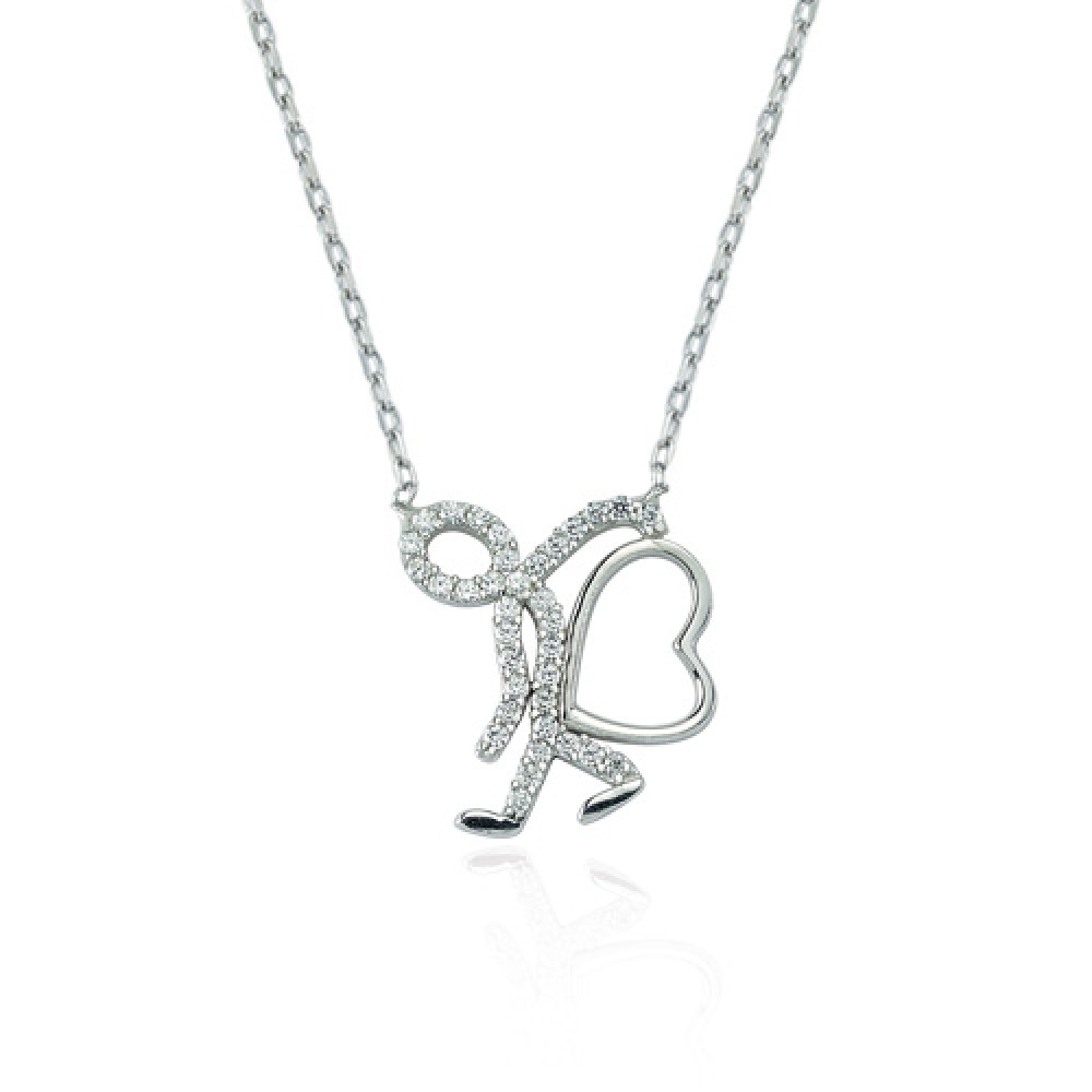 Glorria 925k Sterling Silver Heart Sticker Necklace