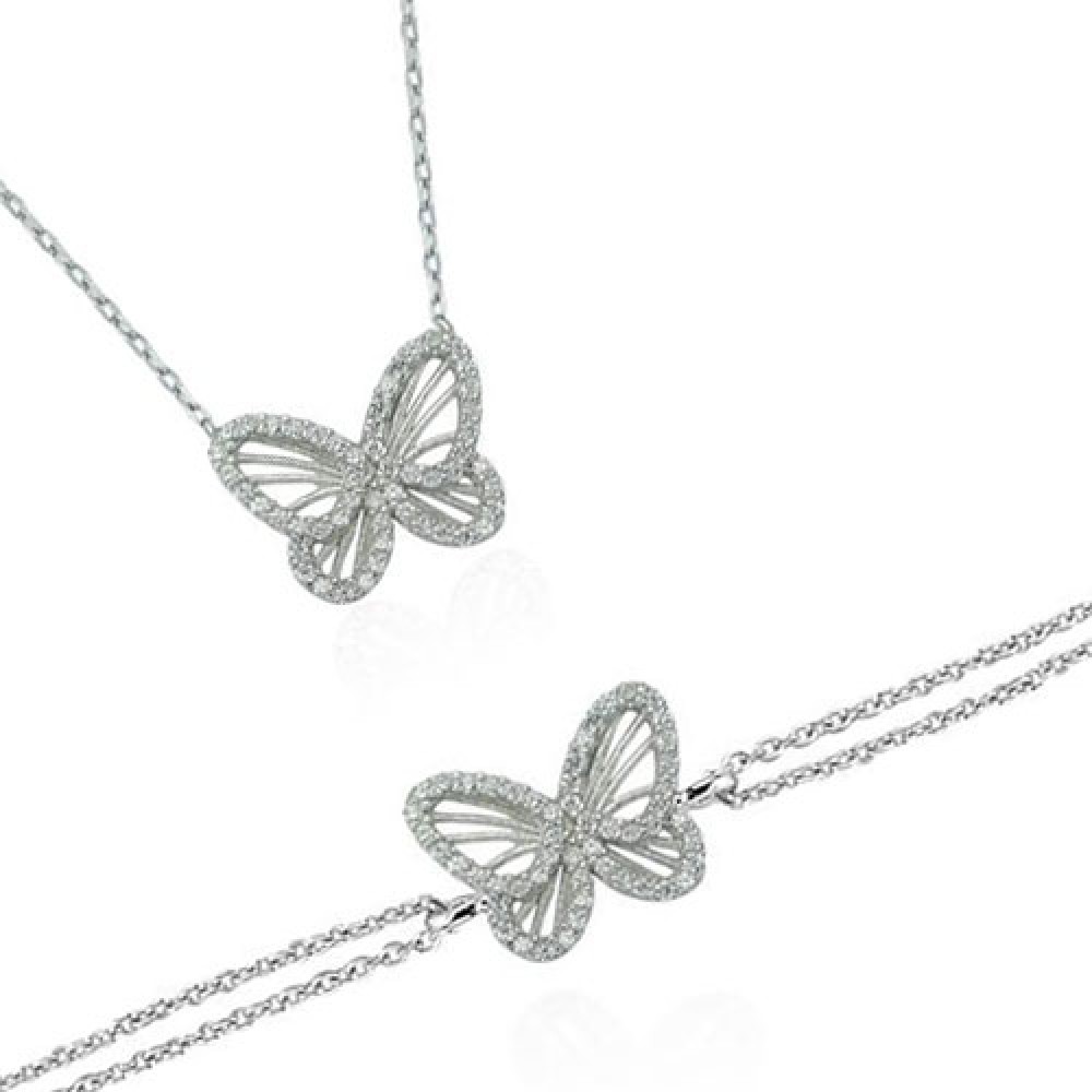 Glorria 925k Sterling Silver Butterfly Set