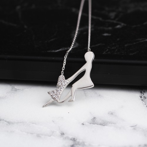 Glorria 925k Sterling Silver Mother Girl Necklace