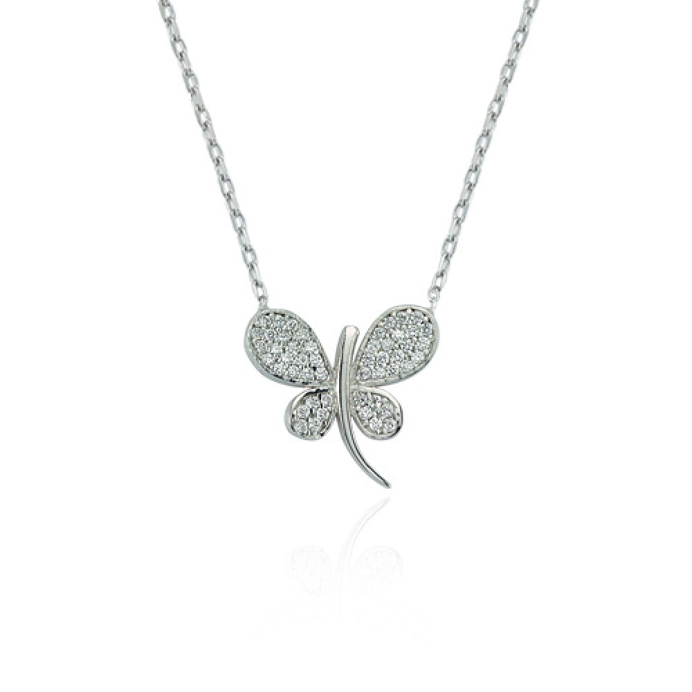Glorria 925k Sterling Silver Butterfly Necklace