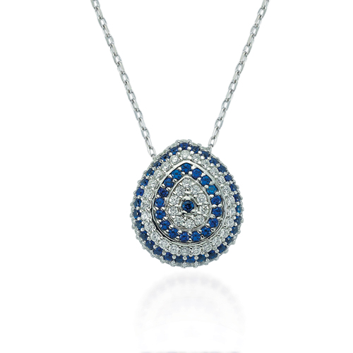 Glorria 925k Sterling Silver Evil Eye Bead Necklace Glorria 925k Sterling Silver Evil Eye Bead Necklace