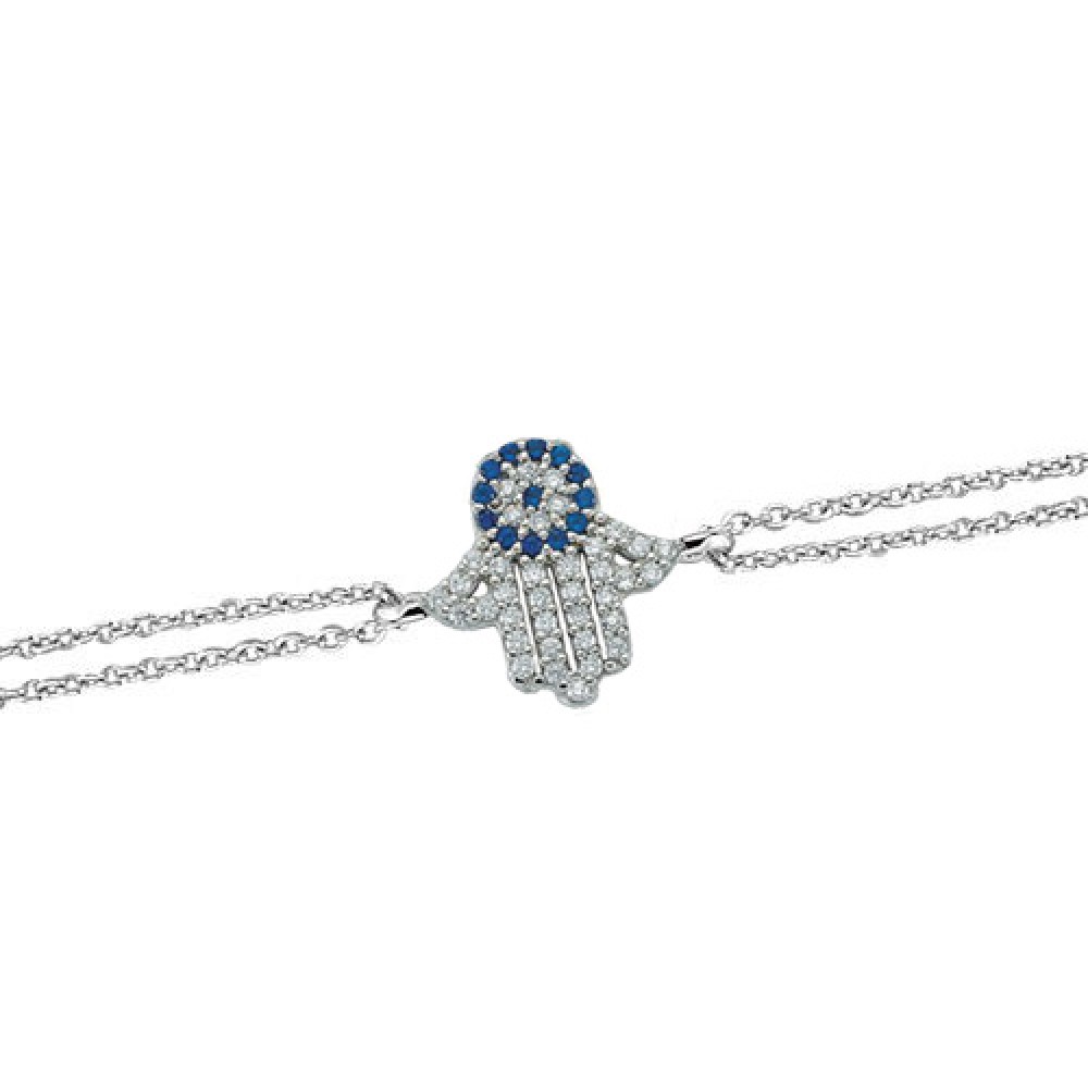 Glorria 925k Sterling Silver Hamsa Hands Bracelet