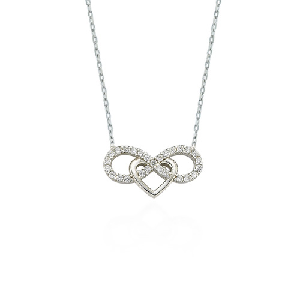 Glorria 925k Sterling Silver Infinity Heart Necklace