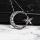 Glorria 925k Sterling Silver Crescent And Star Necklace