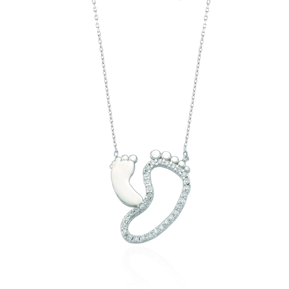 Glorria 925k Sterling Silver Footprint Necklace