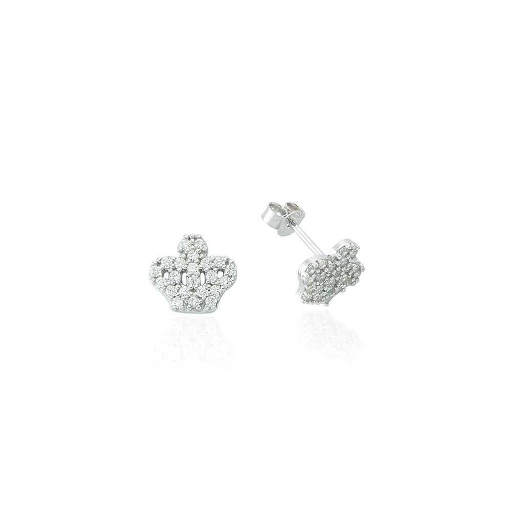 Glorria 925k Sterling Silver Crown Earring
