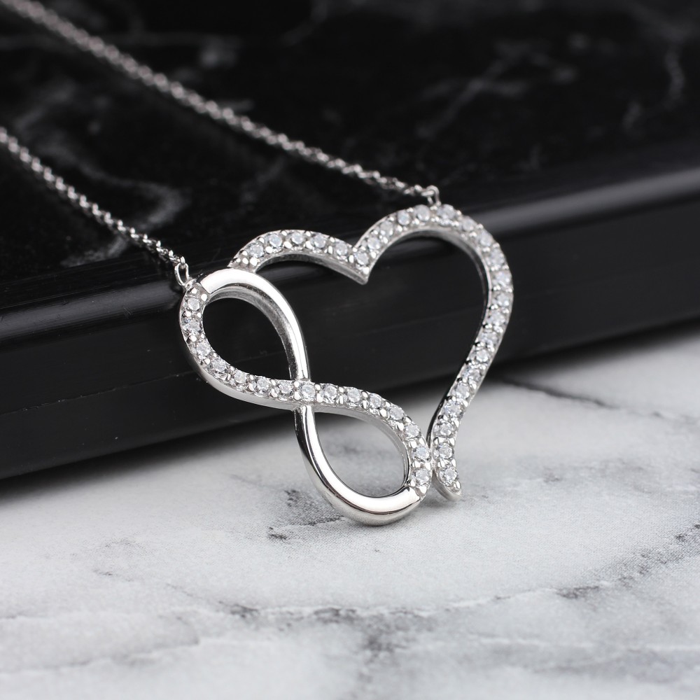Glorria 925k Sterling Silver Infinity Heart Necklace