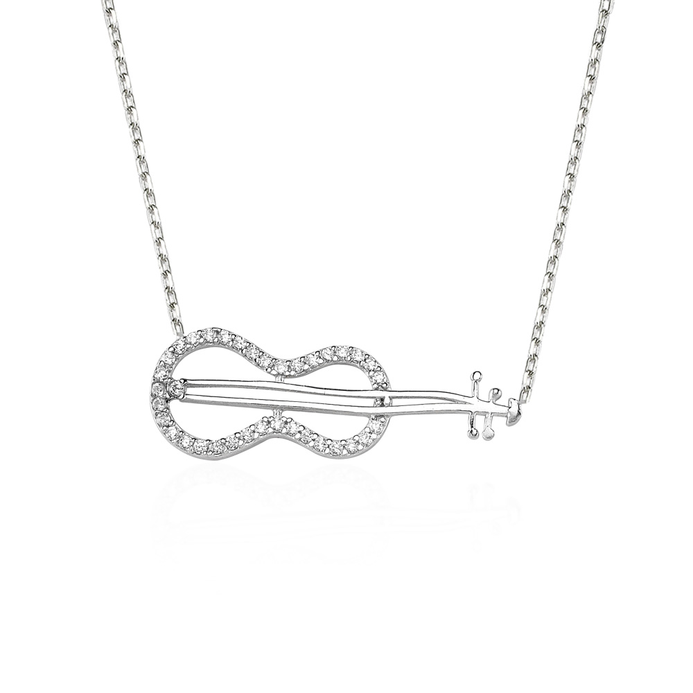 Glorria 925k Sterling Silver Violin Necklace Glorria 925k Sterling Silver Violin Necklace