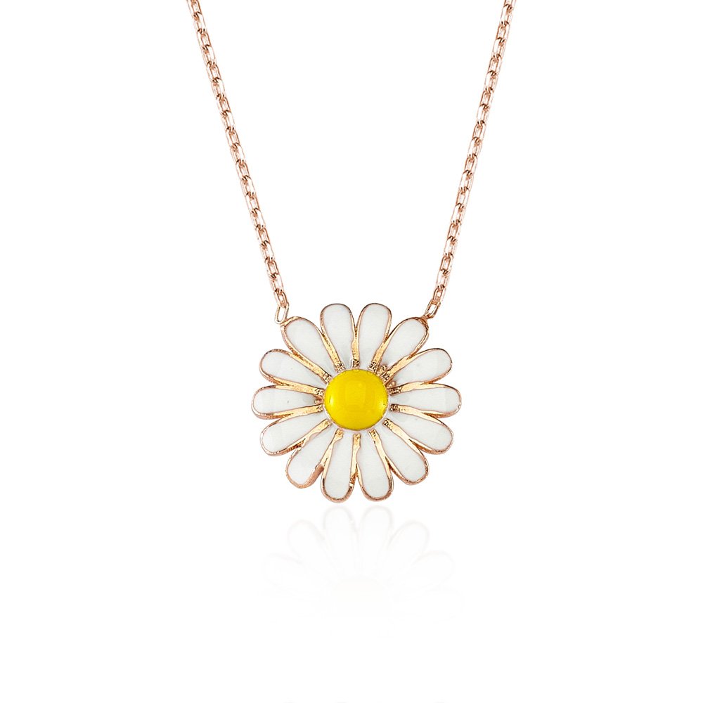 Glorria 925k Sterling Silver Daisy Necklace, Bracelet, Earrings, Flower Gift Set