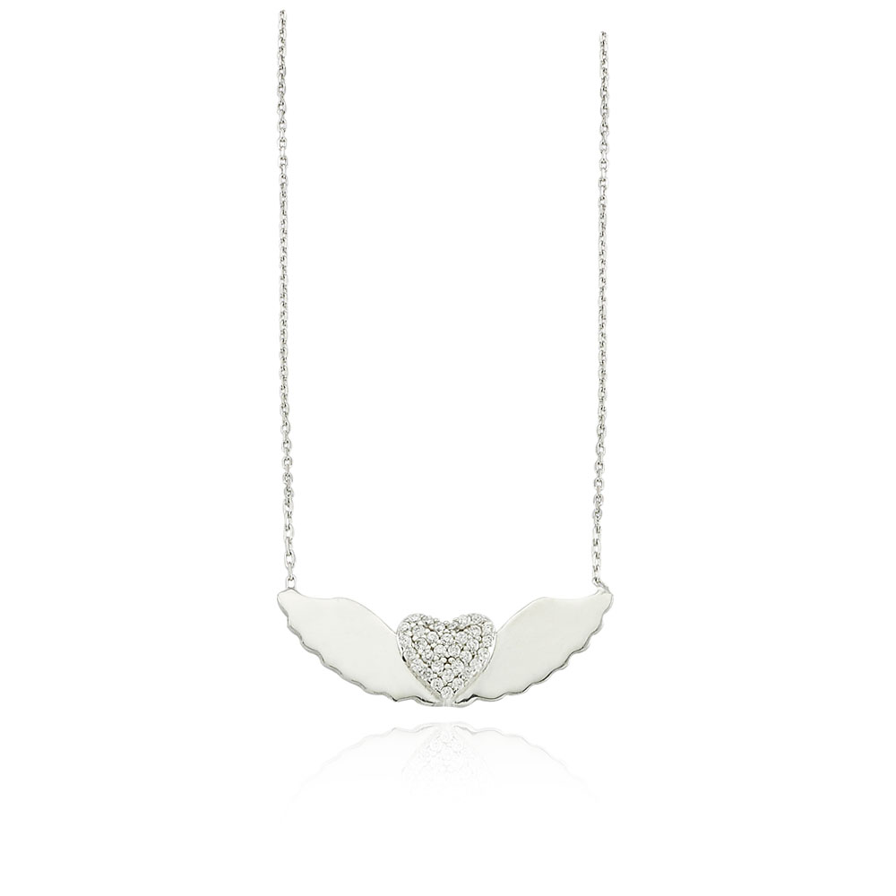 Glorria 925k Sterling Silver Angel Wings Necklace