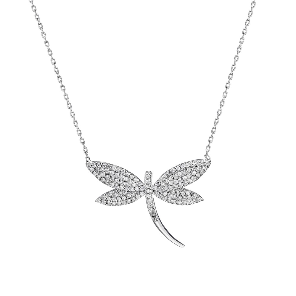 Glorria 925k Sterling Silver Dragonfly Necklace, Earrings, Ring Gift Set
