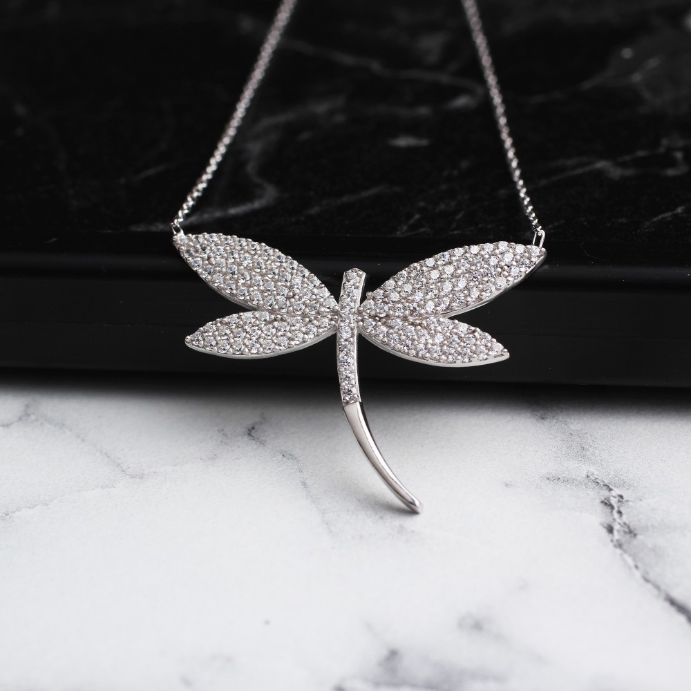 Glorria 925k Sterling Silver Dragonfly Necklace