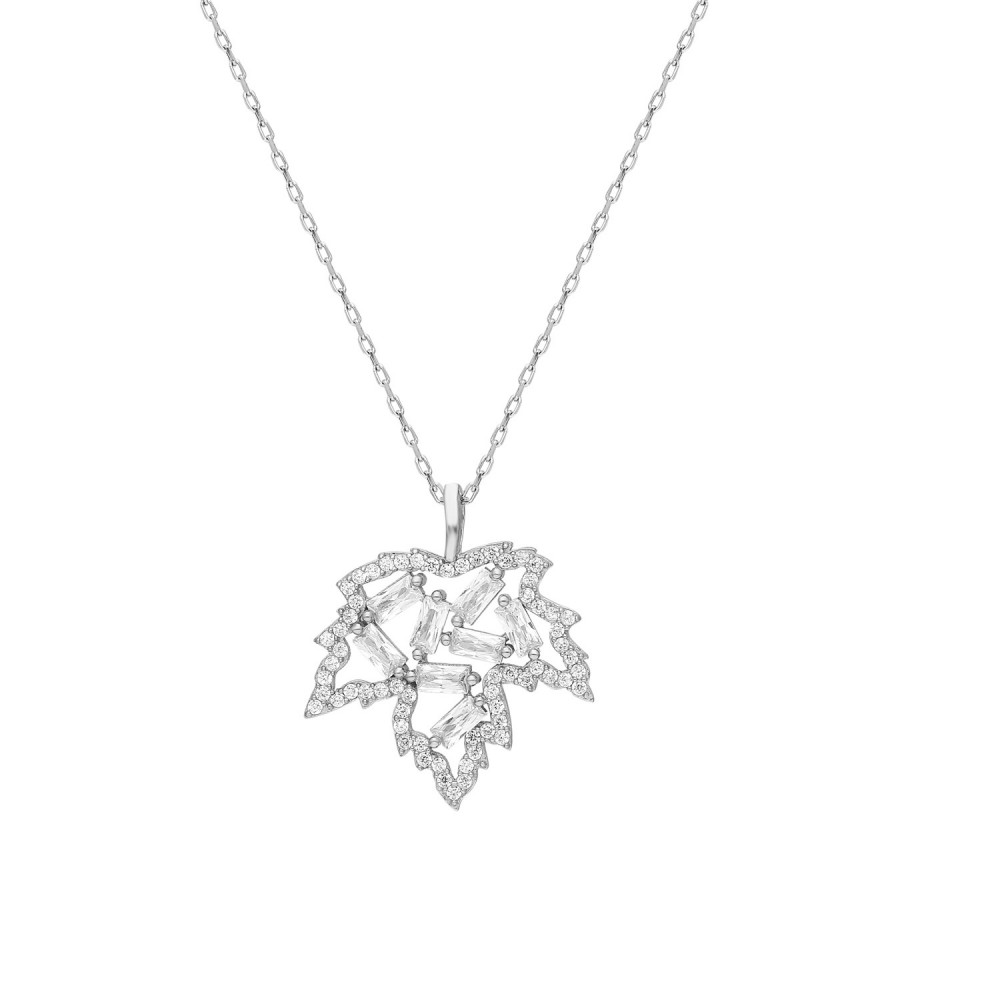 Glorria 925k Sterling Silver Leaf Necklace