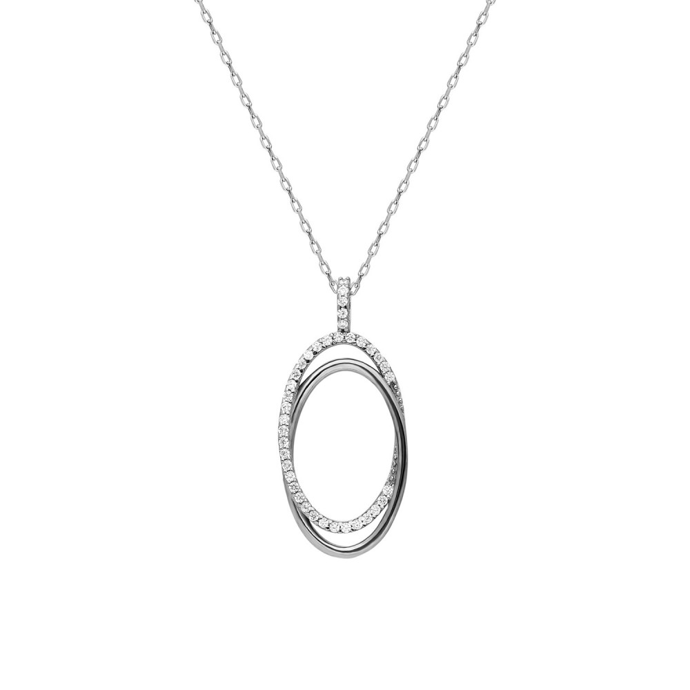 Glorria 925k Sterling Silver Double Circle Necklace