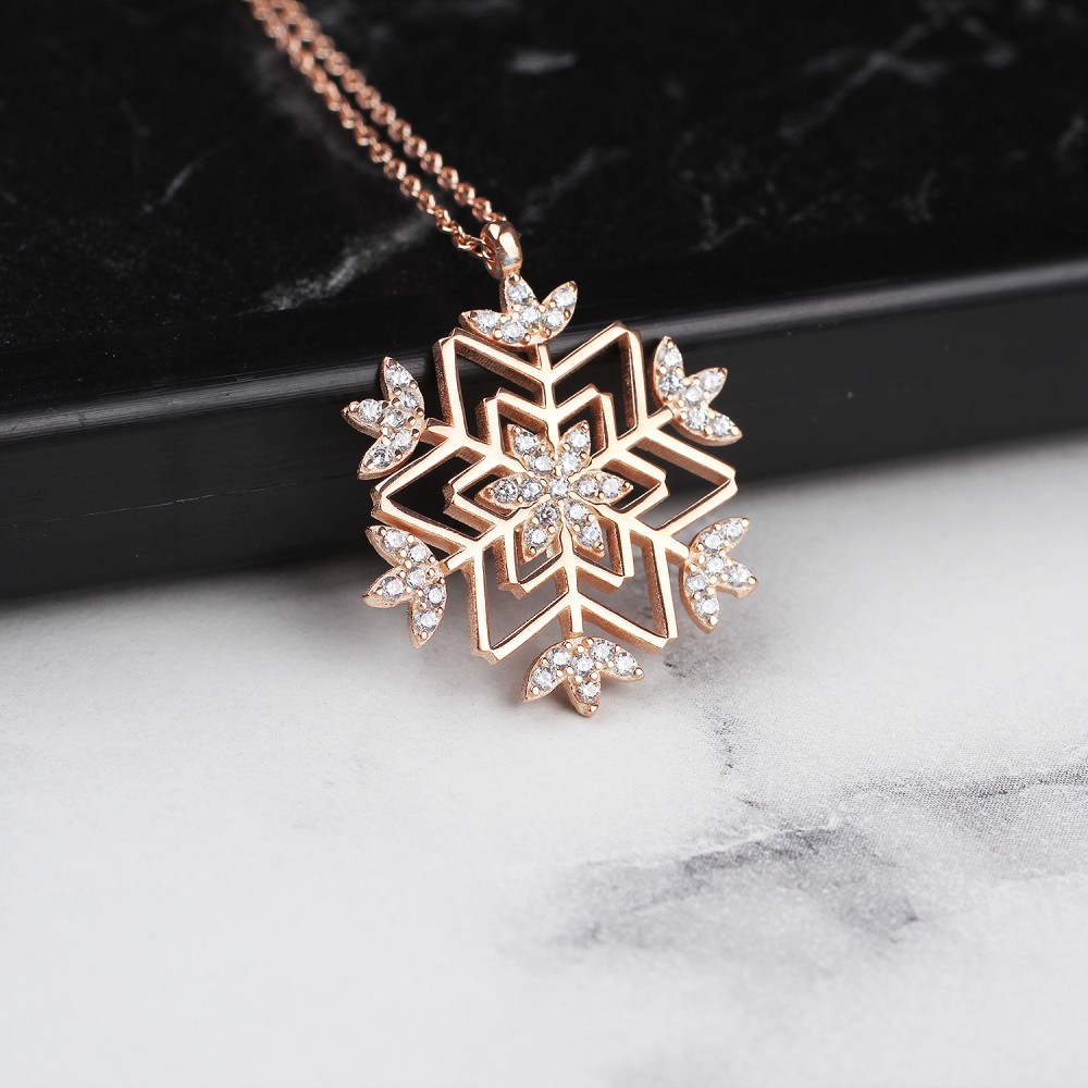 Glorria 925k Sterling Silver Snowflake Necklace