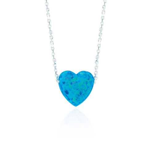 Glorria 925k Sterling Silver Opal Heart Necklace Glorria 925k Sterling Silver Opal Heart Necklace