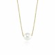 Glorria 14k Solid Gold Single Pearl Necklace, Bracelet, Flower Gift Set