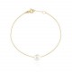 Glorria 14k Solid Gold Single Pearl Bracelet