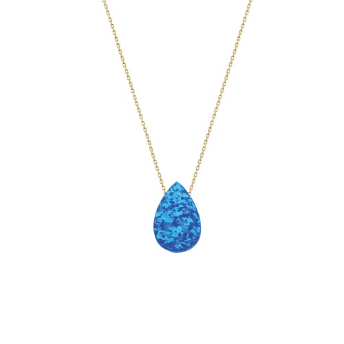 Glorria 14k Solid Gold Opal Drop Necklace