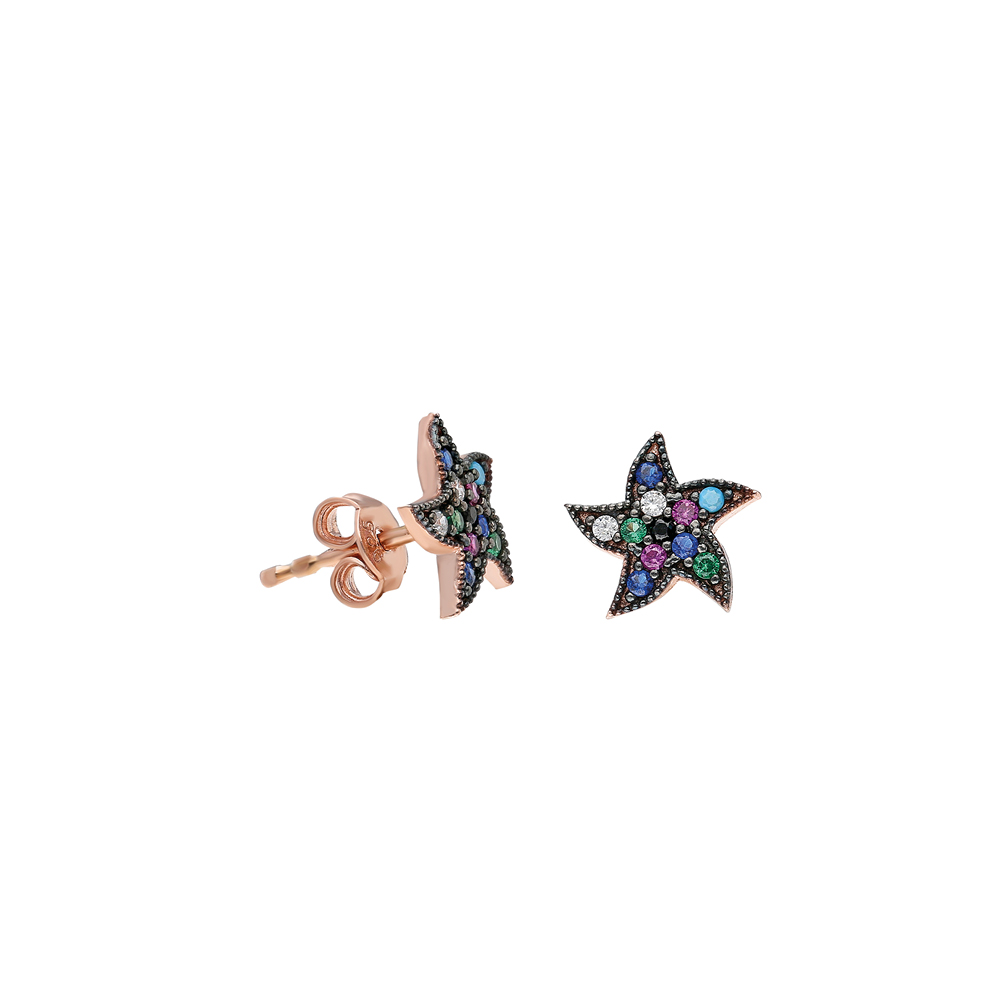 Glorria 925k Sterling Silver Colored Star Earring