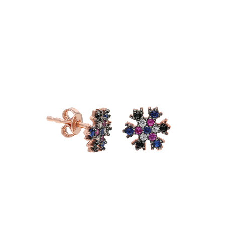 Glorria 925k Sterling Silver Colored Snowflake Earring Glorria 925k Sterling Silver Colored Snowflake Earring