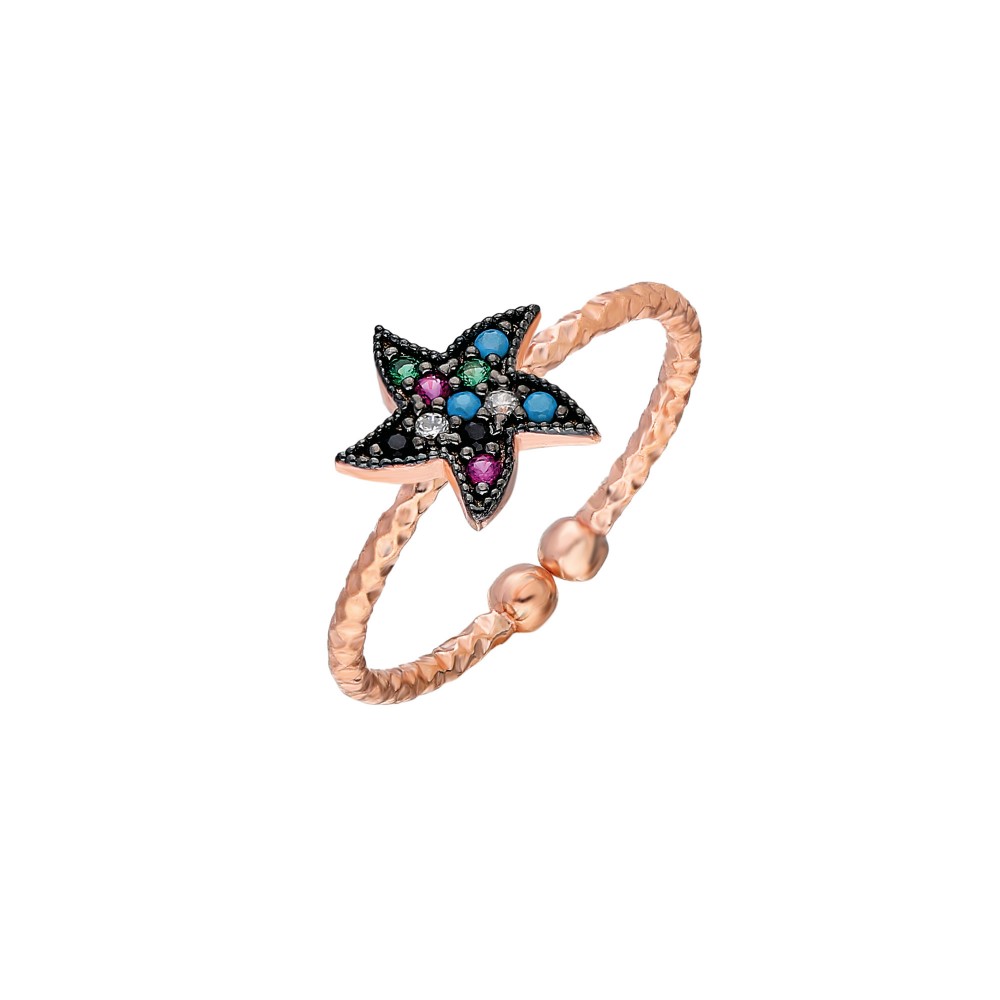 Glorria 925k Sterling Silver Colored Star Ring
