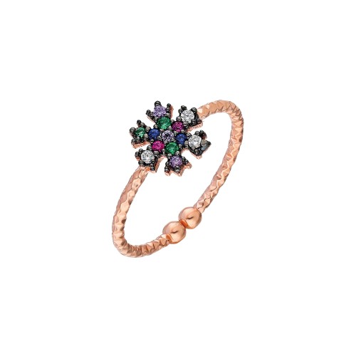 Glorria 925k Sterling Silver Colored Snowflake Ring Glorria 925k Sterling Silver Colored Snowflake Ring