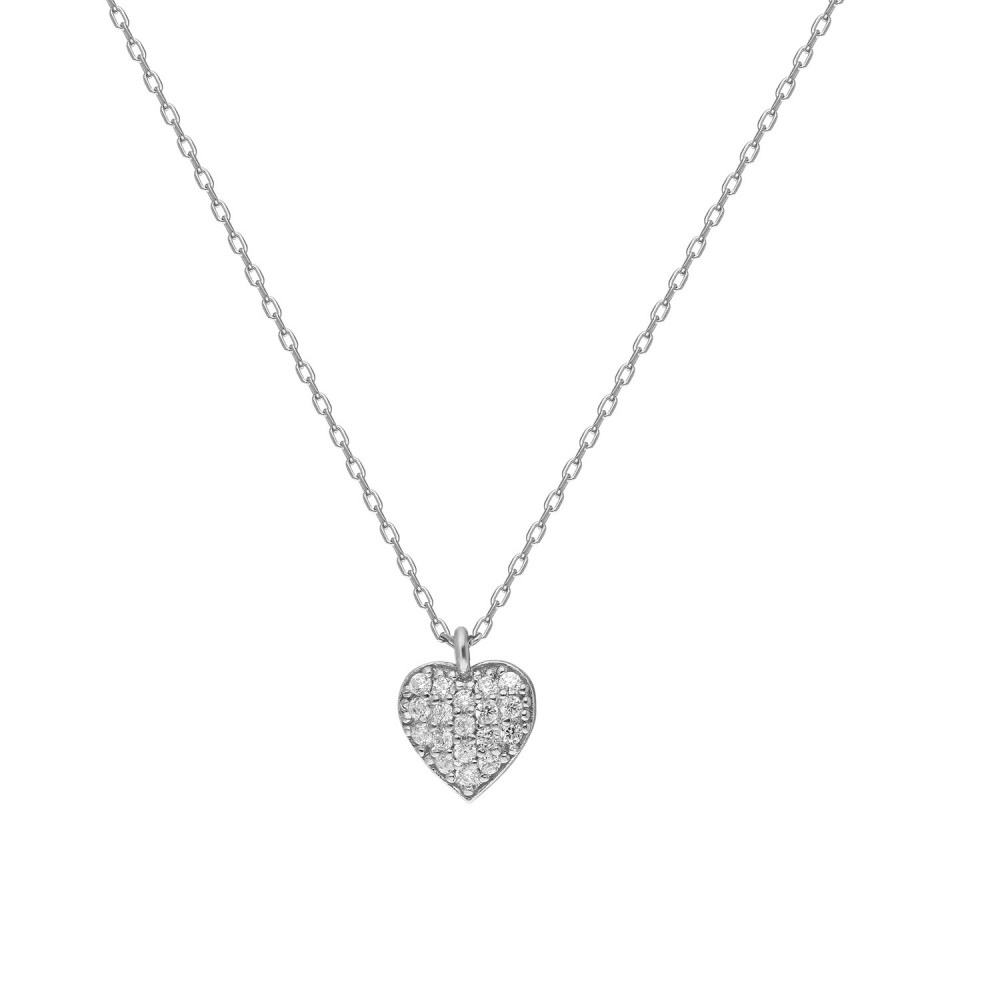 Glorria 925k Sterling Silver Heart Anthracite Necklace, Earring, Ring, Flower Gift Set