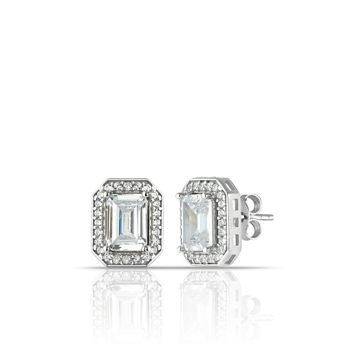 Glorria 925k Sterling Silver Baget Pave Earring Glorria 925k Sterling Silver Baget Pave Earring