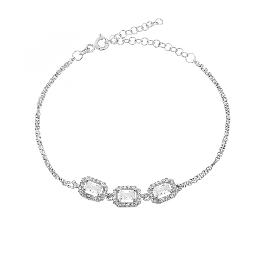 Glorria 925k Sterling Silver Baguette Bracelet