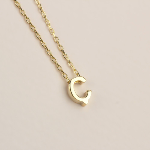 Glorria 925k Sterling Silver 3D Minimalist Letter Ç Necklace