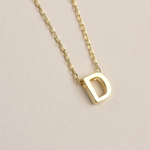 Glorria 925k Sterling Silver 3D Minimalist Letter D Necklace