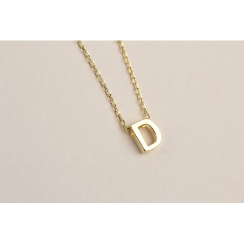 Glorria 925k Sterling Silver 3D Minimalist Letter D Necklace Glorria 925k Sterling Silver 3D Minimalist Letter D Necklace