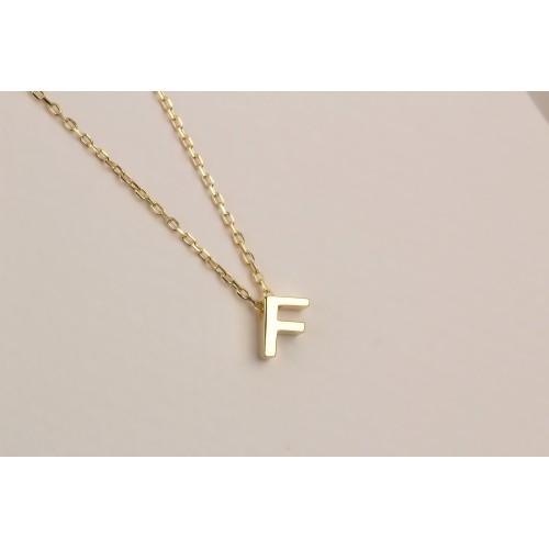 Glorria 925k Sterling Silver 3D Minimalist Letter F Necklace Glorria 925k Sterling Silver 3D Minimalist Letter F Necklace