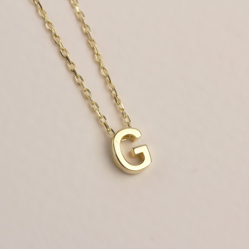 Glorria 925k Sterling Silver 3D Minimalist Letter G Necklace