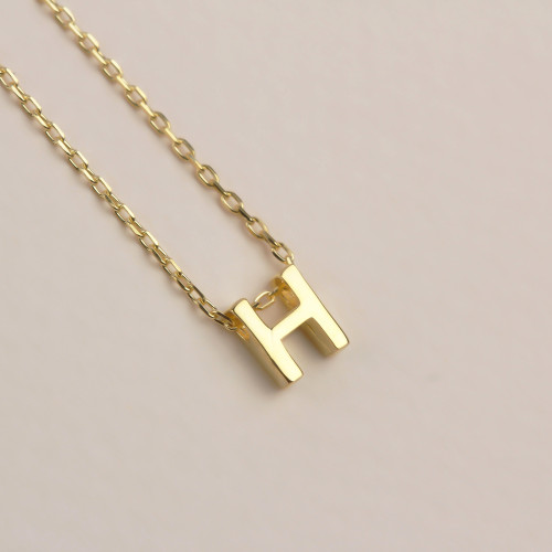 Glorria 925k Sterling Silver 3D Minimalist Letter H Necklace