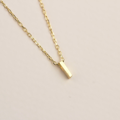 Glorria 925k Sterling Silver 3D Minimalist Letter I Necklace