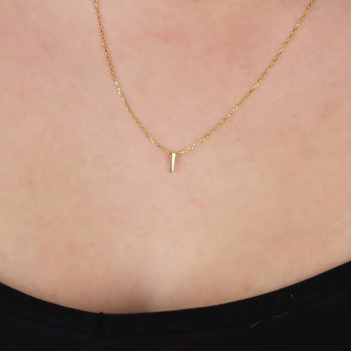 Glorria 925k Sterling Silver 3D Minimalist Letter I Necklace