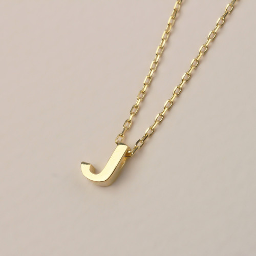 Glorria 925k Sterling Silver 3D Minimalist Letter J Necklace Glorria 925k Sterling Silver 3D Minimalist Letter J Necklace