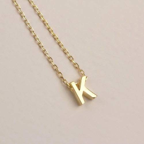 Glorria 925k Sterling Silver 3D Minimalist Letter K Necklace