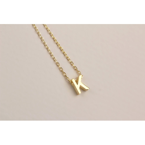 Glorria 925k Sterling Silver 3D Minimalist Letter K Necklace Glorria 925k Sterling Silver 3D Minimalist Letter K Necklace