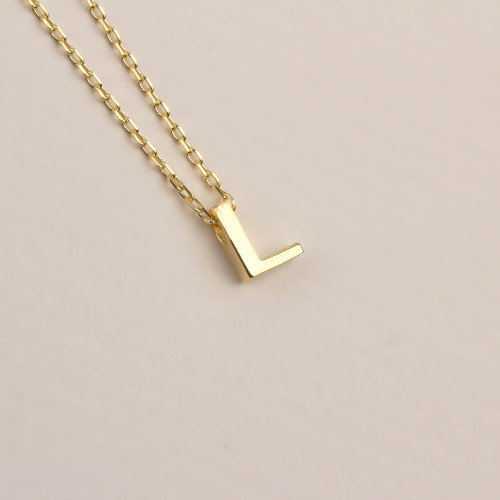 Glorria 925k Sterling Silver 3D Minimalist Letter L Necklace Glorria 925k Sterling Silver 3D Minimalist Letter L Necklace
